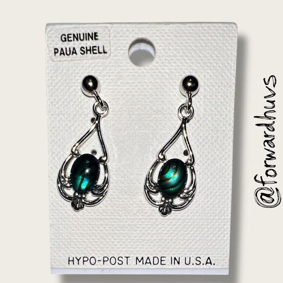 Bohemian Teardrop Earrings – Genuine Paua Shell - Picture 1 of 11